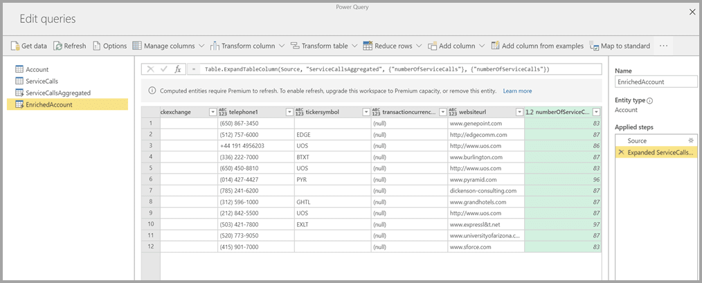 Power BI ETL: Computed Entity.